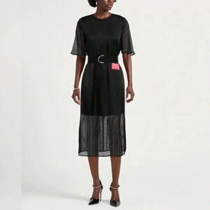 ARMANI EXCHANGE Black Mesh Midi Dress Size 4